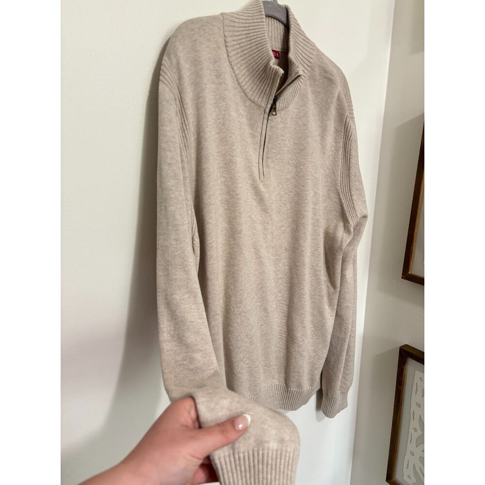 Merona Cotton Quarter Zip Sweater XXL Beige Minimalist Preppy Cozy Classic
